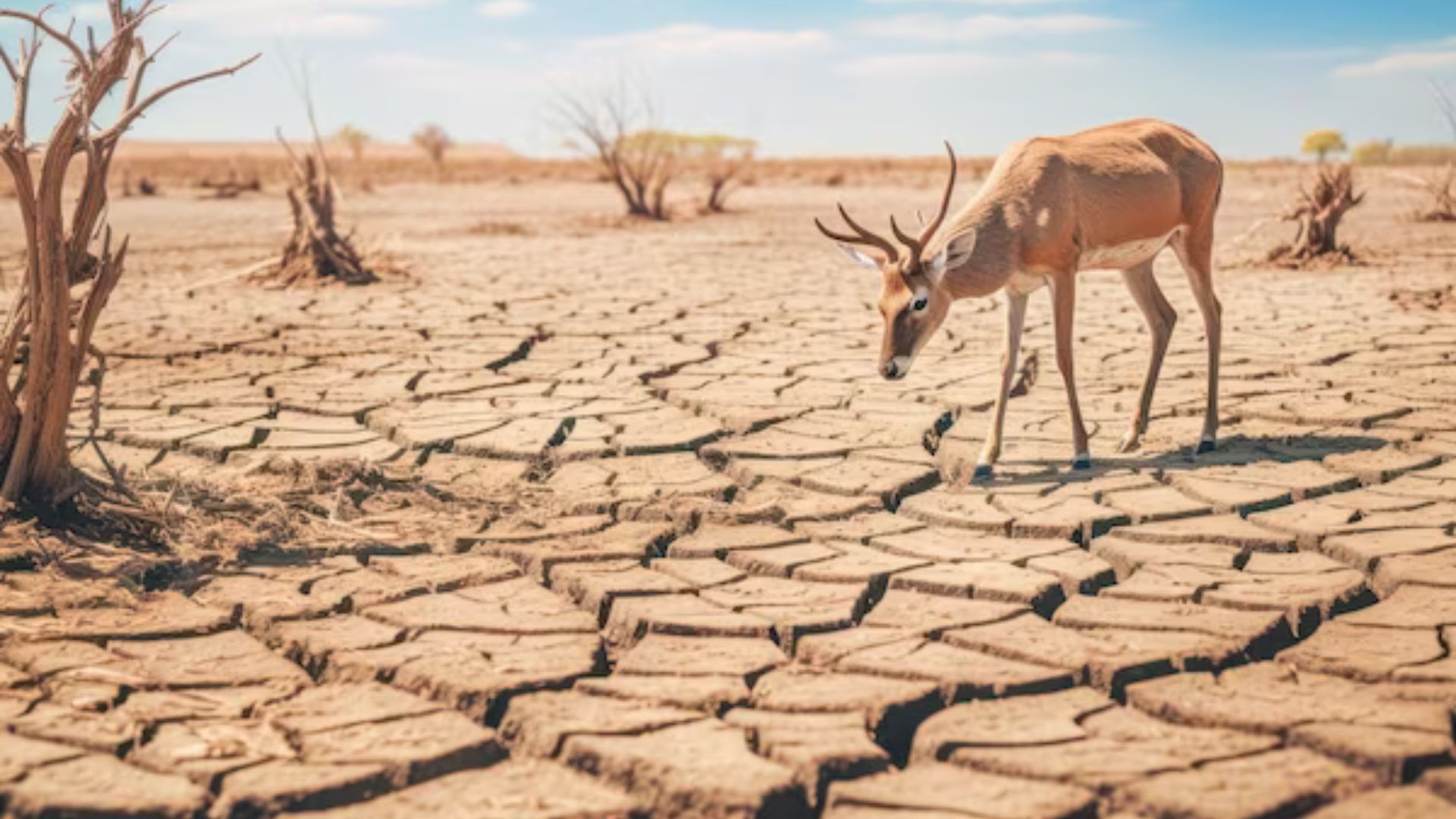 An Impala Grazing on Dry Land